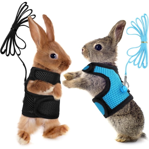 Minzimin 2 Pieces Guinea Pig Clothes Baby Ferret Rats Hamster Soft Mesh Harness Leash Vest Set with Bell for Guinea Pigs, Hamster, Ferret, Rabbit, Chinchilla and Similar Small Animals