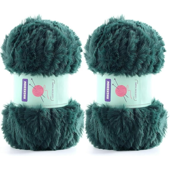 Minzimin 2 Skeins Soft Chunky Fluffy Fuzzy Faux Fur Yarn for Crocheting - Eyelash Furry Yarn for Knitting Blankets, Scarves and Sweaters, 3.5 Oz/75 Yards Per Roll