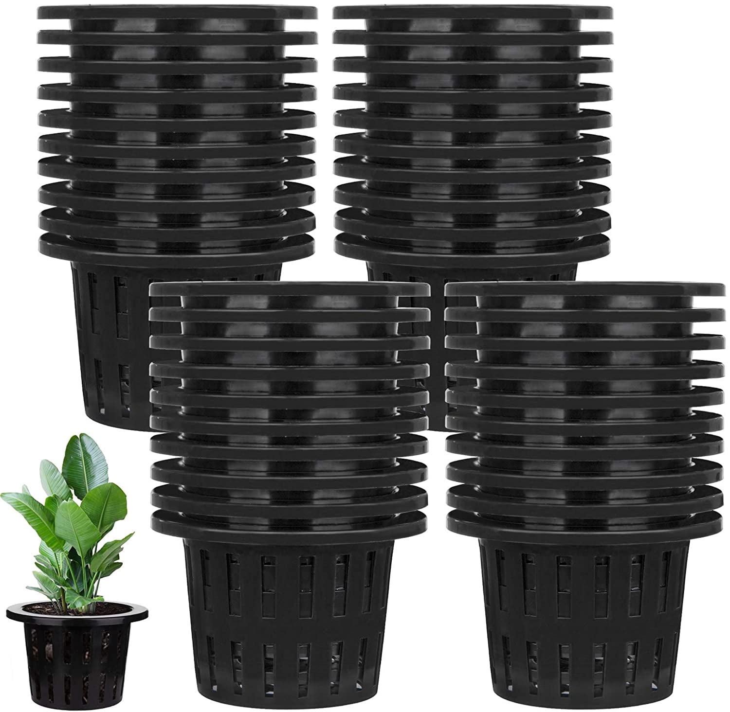 Minzimin 20 Pack 4 Inch Net Pots, Garden Slotted Mesh Net Cups, Plastic ...
