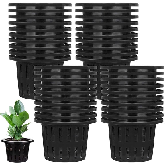 Minzimin 20 Pack 4 Inch Net Pots, Garden Slotted Mesh Net Cups, Plastic Orchids Pot Plant Nursery Basket with Wide Lip for Aquaponics, Hydroponics