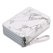 Minzimin 200 Slots Colored Pencil Organizer - Deluxe PU Leather Pencil Case | Zipped Holder with Removal Handle Strap Pencils Box Large for Colored Pencils Watercolor Pencils