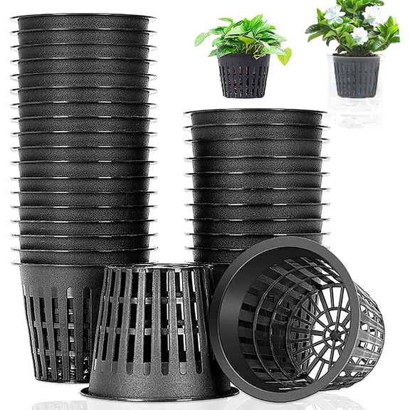 Minzimin 25 Pack 3 Inch Net Pots Cups for Hydroponics, Slotted Mesh Net Cups for Aquaponics Orchids Vegetables, Heavy Duty Plastic Planting Baskets, Wide Lip Design
