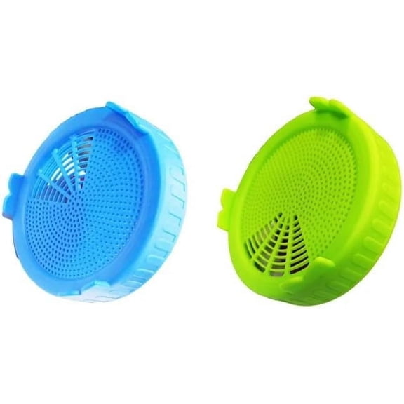Minzimin 2Pcs Blue and Green Sprouting Lids jar Sprouting Lids Plastic Steel Screen for Wide Mouth to Grow Beans Sprouts Jars Canning Cookware Kitchen and Dining