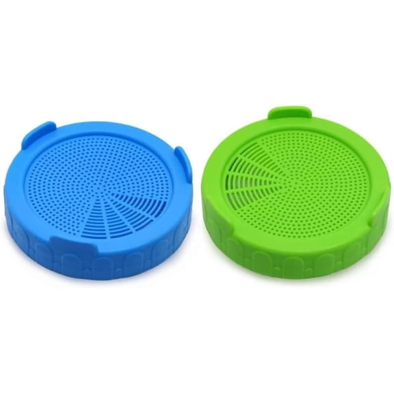 Minzimin 2Pcs Blue and Green Sproutings Lid jar Sproutings Lids Plastic Sprouting Lid for Wide Mouth to Grow Beans Sprouts Jars Canning Kitchen and Dining