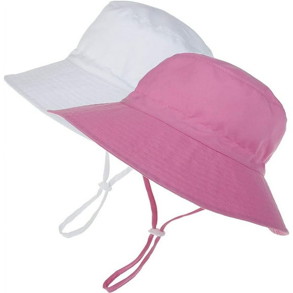 Minzimin 2pack Baby Sun Hat Toddler Summer UPF 50  Baby Girl Bucket Hat Wide Brim Beach Hats for Baby Boys 0-7 Years
