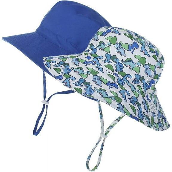 Minzimin 2pack Baby Sun Hat Toddler Summer UPF 50  Baby Girl Bucket Hat Wide Brim Beach Hats for Baby Boys 0-7 Years