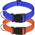 thumbnail image 1 of Minzimin 2pcs Reflective Nylon Dog Collars 2pcs,with Quick Release Buckle,Adjustable Safety Nylon Collars for Small Medium Large Dogs, 1 of 6
