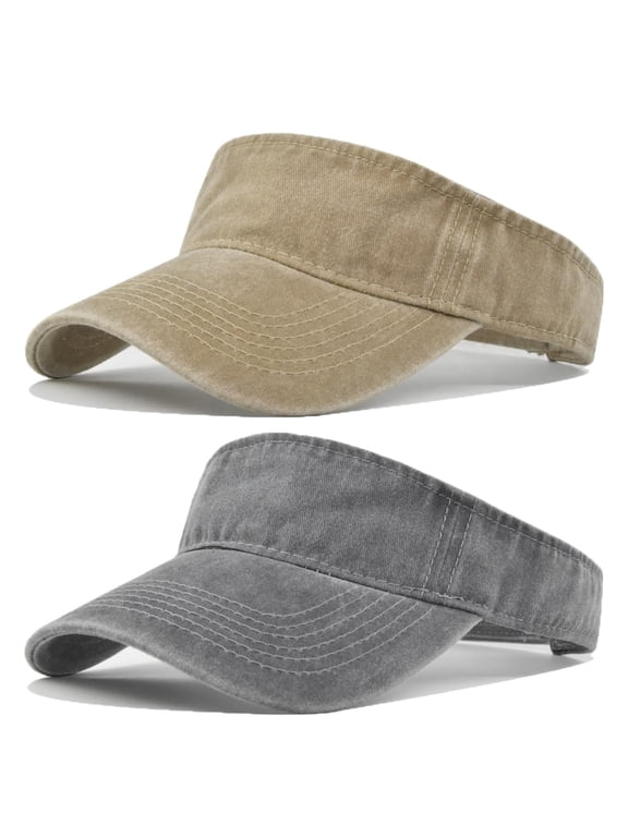 2pcs Vintage Sun Visor Hats for Women Men Cotton Adjustable Sports Empty Top Baseball Sun Caps