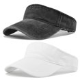 thumbnail image 1 of Minzimin 2pcs Vintage Sun Visor Hats for Women Men Cotton Adjustable Sports Empty Top Baseball Sun Caps, 1 of 7