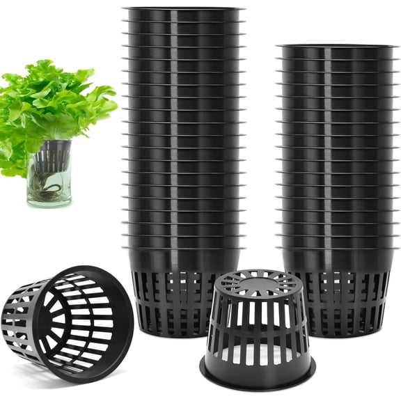 Minzimin 3 Inch Net Pots for Hydroponics, 10/25/50 Pack Hydroponic Baskets Plant Nursery, Reusable Heavy Duty Wide Lip Round Bucket Basket for Plants
