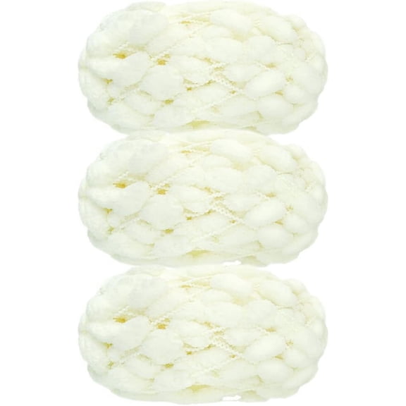 Minzimin 3 Rolls Pomp-A-Doodle Yarn,100% Polyester Jelly Bean POM-POM Ball Yarn for Crochet Knitting Handcraft Mat Pet Nest 450g (Red)