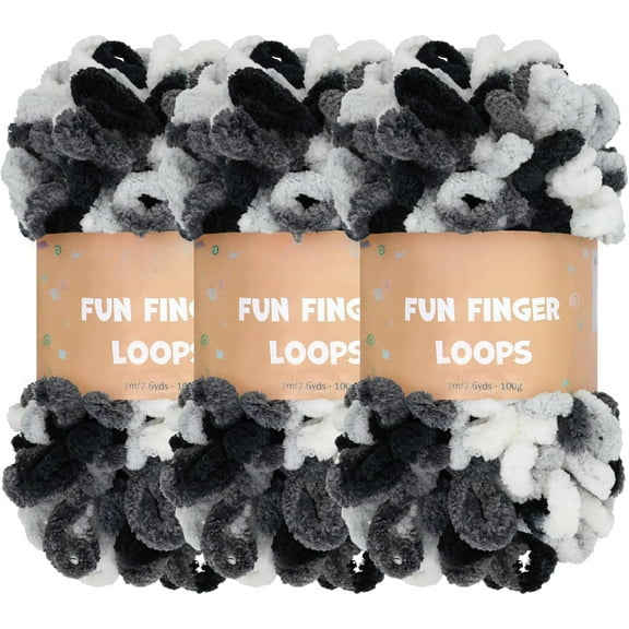 Minzimin 3Pack 100g/Skein JubileeYarn Fun Finger Loops Yarn Jumbo Polyester Yarn for Hand Knitting Blankets
