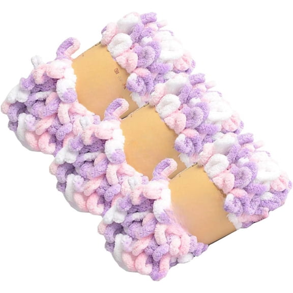 Minzimin 3Pack Chunky Blanket Yarn Chenille Finger Loop Yarn for Hand Knitting Blankets