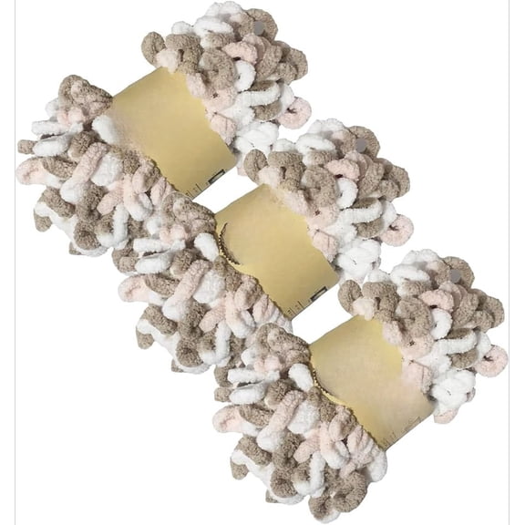 Minzimin 3Pack Chunky Blanket Yarn Chenille Finger Loop Yarn for Hand Knitting Blankets