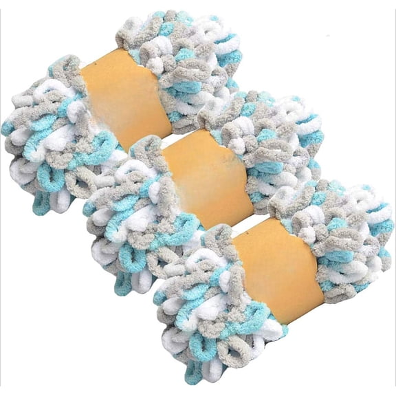 Minzimin 3Pack Chunky Blanket Yarn Chenille Finger Loop Yarn for Hand Knitting Blankets