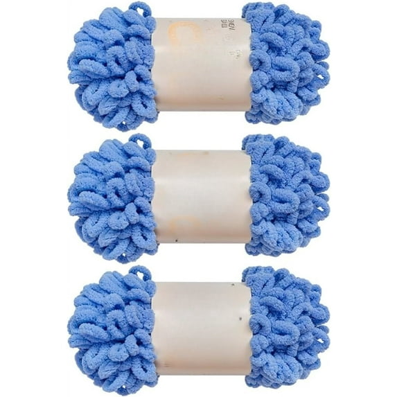 Minzimin 3pcs/300g Loop Yarn 100% Polyester Chenille Puffy Yarn, Craft Chunky Finger Knitting Loopy Yarn Soft and Light Material, Perfect for DIY Hand Woven Knitting Crafts Supplies
