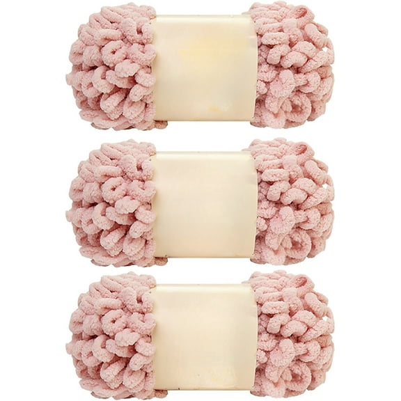 Minzimin 3pcs/300g Loop Yarn 100% Polyester Chenille Puffy Yarn, Craft Chunky Finger Knitting Loopy Yarn Soft and Light Material, Perfect for DIY Hand Woven Knitting Crafts Supplies