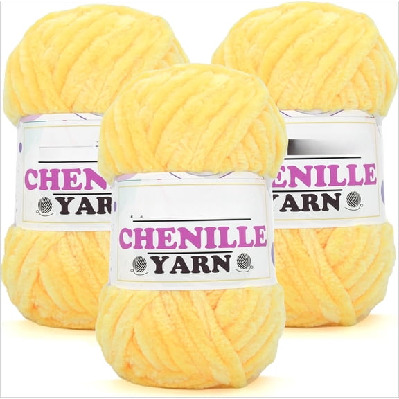 Minzimin 3x100g Velvet Chenille Yarn for Crocheting,Rainbow Fluffy Velvet Plush Thick Soft Chunky Chenille Baby Blanket Yarn for Crocheting Knitting Beginners