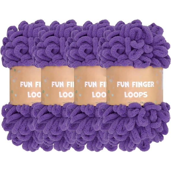 Minzimin 4 Pack (7.6 yds,3.5 oz Each Skein) Bulky Loop Yarn for Finger Knitting Soft,Off The Hook Loop Yarn,No-Needle Craft Chenille Yarn for Crocheting,Grey Tie Dye Hand-Knitting Yarn,