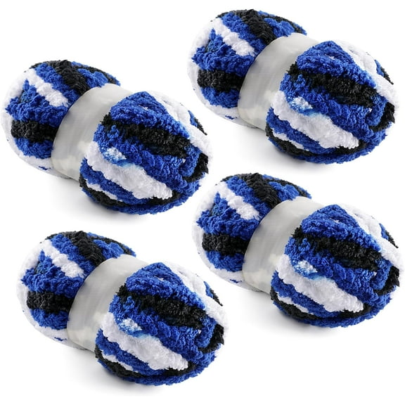Minzimin 4 Pack Chunky Yarn for Hand Knitting - Chunky Chenille Blanket Yarn for Crocheting - Jumbo Fluffy Yarn for Crochet - Super Bulky Yarn 28.4 yds 7.7 oz Each Skein
