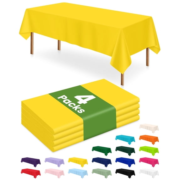 Minzimin 4 Pack Plastic Table Cloth Disposable, 54 x 108 Inch Rectangle Tablecloth for Party, Picnic, Birthday, Wedding