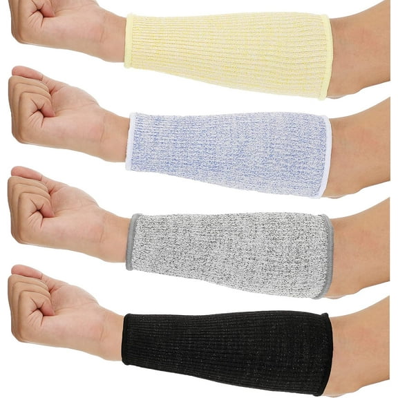 Minzimin 4 Pair Protective Arm Sleeves for Thin Skin Anti-Cut Burn Resistant Cover Forearm Sleeve for Cooking Construction