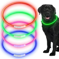 Minzimin 4 Pieces Light up Dog Collars USB Rechargeable LED Collar for Dog Adjustable Dog Lights for Night Walking Lighted Dog Collar Necklace for Small to Large Dogs