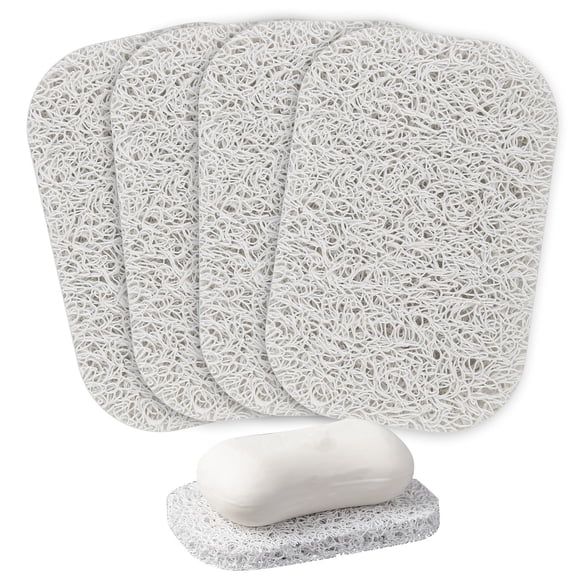 Minzimin 4PCS White Soap Holder PadBPA-Free Savers Pads for Soap Dish,Easy to Clean Soap Lifting Pads Suitable for Shower Kitchen Bathroom Bathroom Travel Hotel Cleaning Products