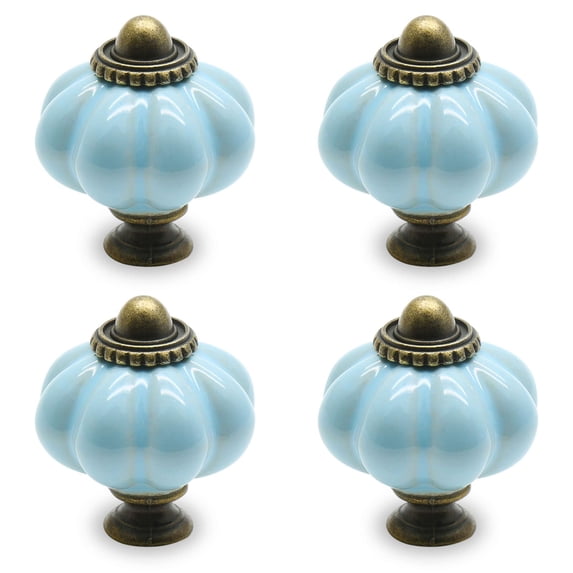Minzimin 4pcs Pumpkin Knobs, Vintage Ceramic Cabinet Knobs | Dresser Knobs, Drawer Knobs, Door Knobs, Drawer Pulls, Dresser Handles with Mounting Screws