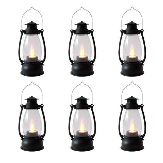 Minzimin 5.1 inch Mini Lanterns 6-Pcs LED Candle Small Lanterns Decorative Indoor Outdoor Hanging Light Ornaments Home Decor for Weddings Western Camping Party Halloween Christmas Decorations