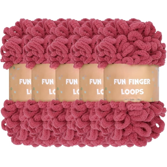Minzimin 5 Skeins  500g Finger Knitting Yarn 100% Polyester Off The Hook Soft Baby Blanket Fun Finger Loop It Yarn Total