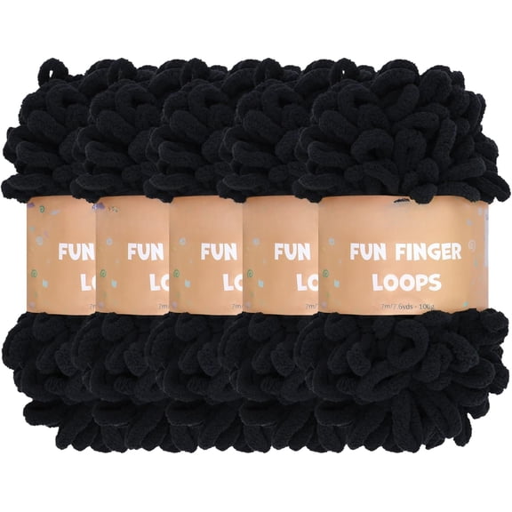 Minzimin 5 Skeins 500g Finger Knitting Yarn 100% Polyester Off The Hook Soft Baby Blanket Fun Finger Loop It Yarn Total