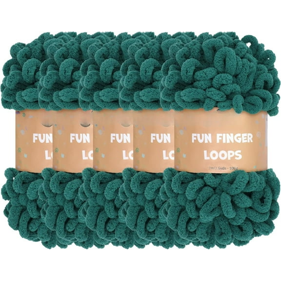 Minzimin 5 Skeins 500g Finger Knitting Yarn 100% Polyester Off The Hook Soft Baby Blanket Fun Finger Loop It Yarn Total
