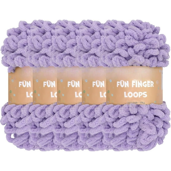 Minzimin 5 Skeins 500g Finger Knitting Yarn 100% Polyester Off The Hook Soft Baby Blanket Fun Finger Loop It Yarn Total