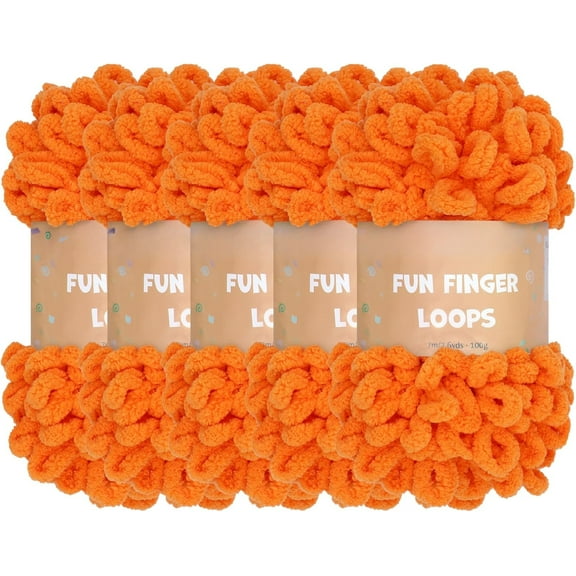 Minzimin 5 Skeins 500g Finger Knitting Yarn 100% Polyester Off The Hook Soft Baby Blanket Fun Finger Loop It Yarn Total