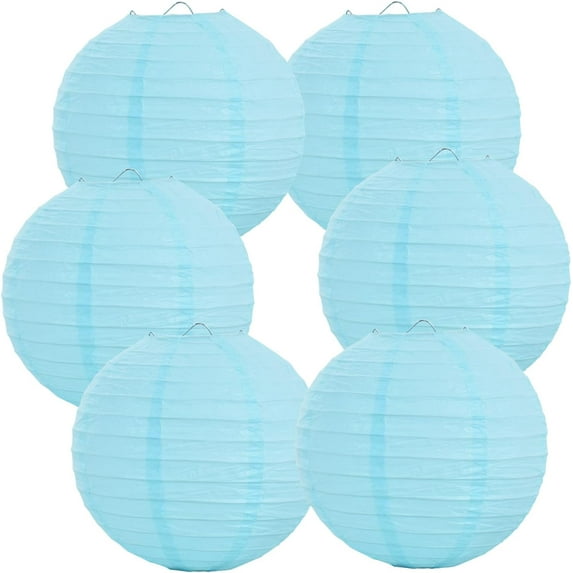 Minzimin(6 Packs)Round Paper Lanterns Hanging Decorative Chinese Paper Lanterns Lamp for Birthday Wedding Party Decoration and Baby Bridal Shower