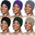 thumbnail image 1 of Minzimin 6 Pieces Turbans for Women Soft Turban Head Wrap Headwear Pleated Beanie Cap Hair Loss Hat (Black, Dark Blue, Beige, Gray, Purple, Navy Blue), Medium, 1 of 7