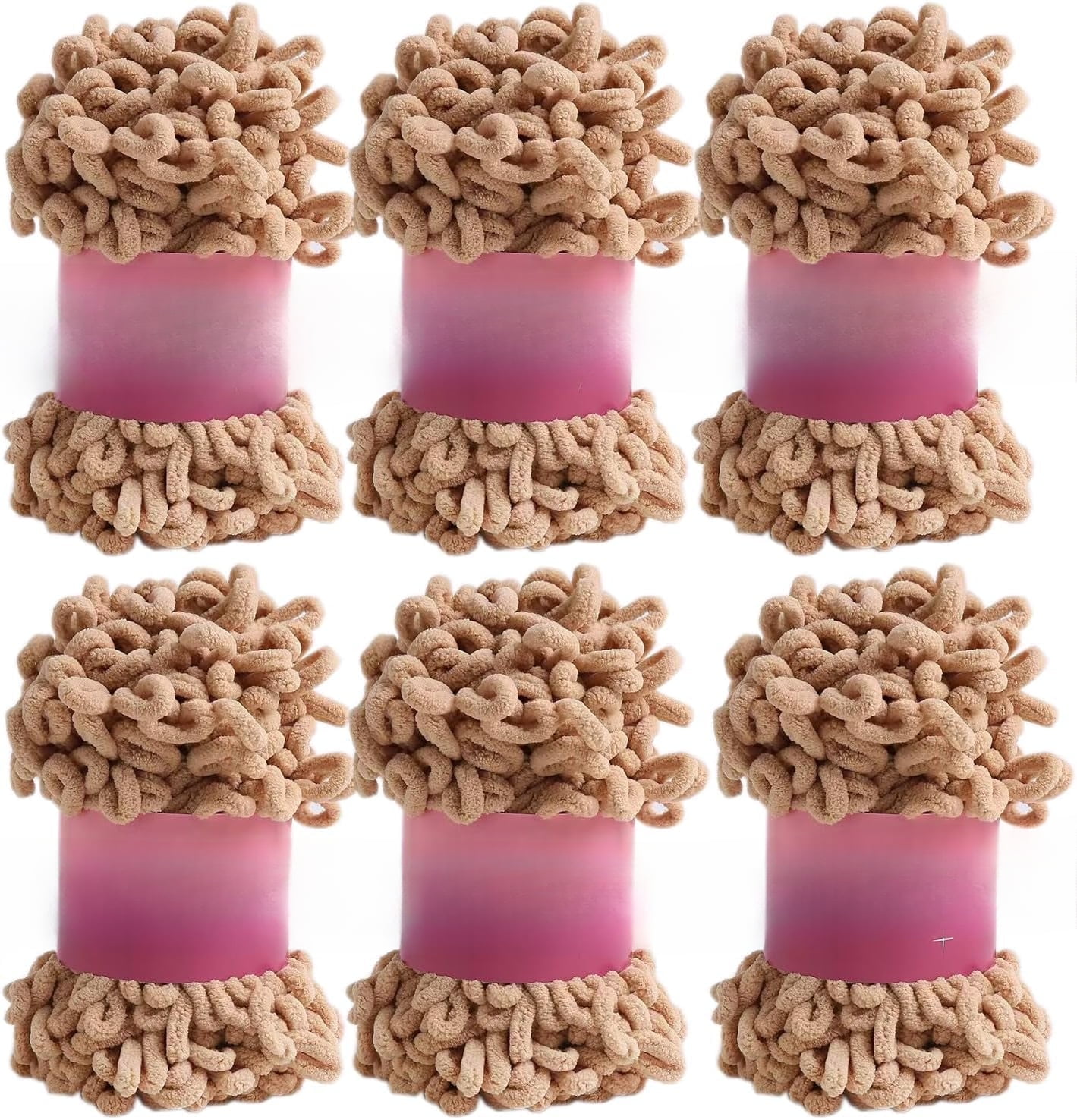 Minzimin 6 Skeins - Total 600g Fun Finger Loops Yarn - Jumbo Polyester Yarn - No Need Hook or Needles Loop Yarn