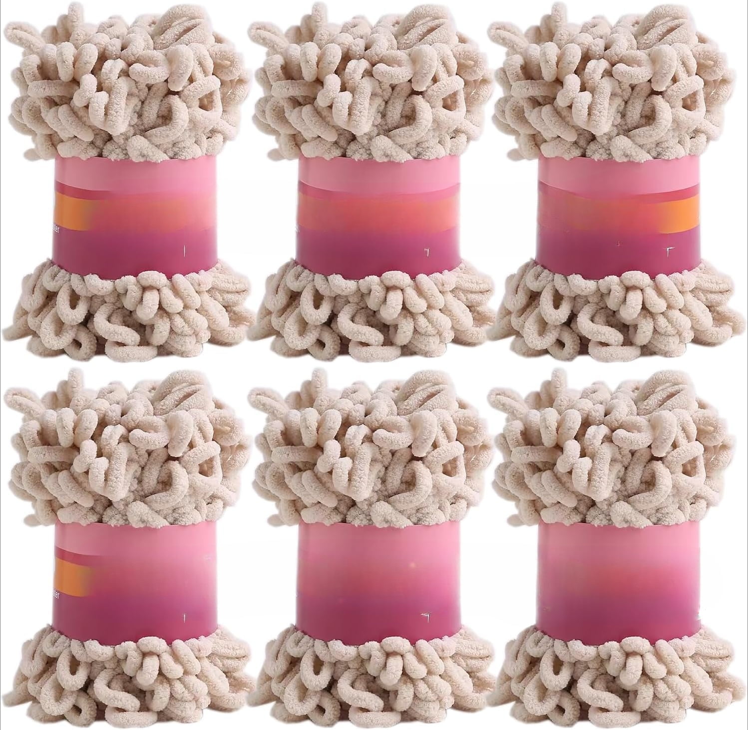 Minzimin 6 Skeins - Total 600g Fun Finger Loops Yarn - Jumbo Polyester Yarn - No Need Hook or Needles Loop Yarn