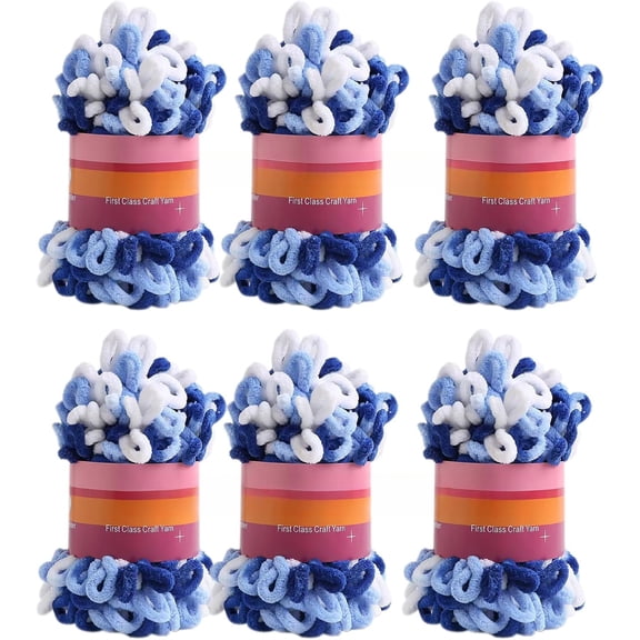 Minzimin 6 Skeins of Loop Yarn Finger Knitting Yarn No Need Hook Loop Yarn Chunky Yarn for Beginners Knitting No Needles or Hooks 600g