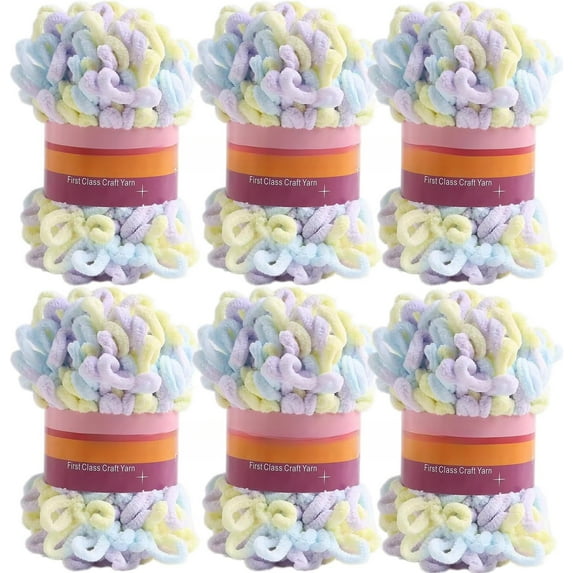 Minzimin 6 Skeins of Loop Yarn Finger Knitting Yarn No Need Hook Loop Yarn Chunky Yarn for Beginners Knitting No Needles or Hooks 600g