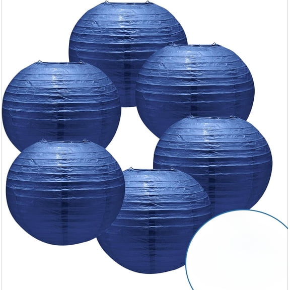 Minzimin 6pcs White Paper Lanterns, 8 Inch Chinese Decorations with Hooks and String, Hanging Round Paper Lantern for Birthday, Wedding, Christmas, New Year