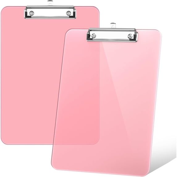 Minzimin 8.5 x 11 Plastic Clipboards Set of 1/2, Low Profile Metal Clip, Translucent Board, 12.5 x 9 in Letter Size, Office Supply, Back to School