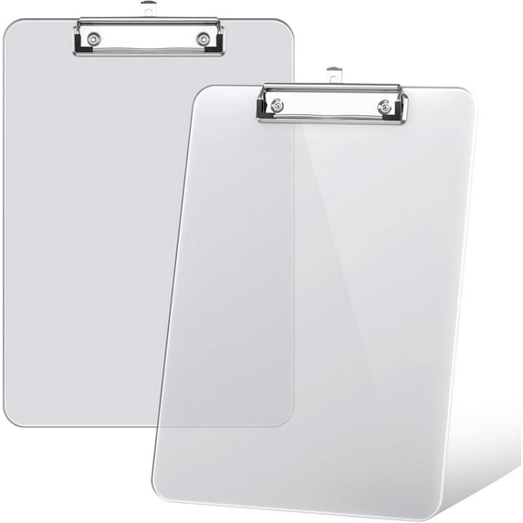 Minzimin 8.5 x 11 Plastic Clipboards Set of 1/2, Low Profile Metal Clip, Translucent Board, 12.5 x 9 in Letter Size, Office Supply, Back to School