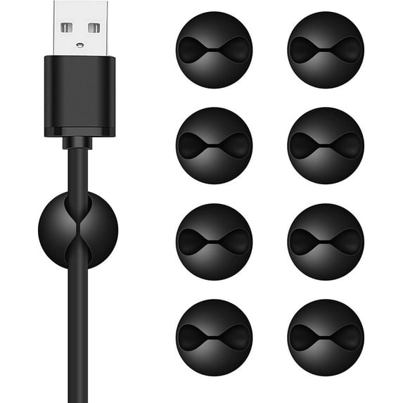 Minzimin 8 Pack Adhesive Cable Clips, Cable Cord Holder Organizer Management System for Desk, Wire Clips for All Your Computer, Electrical, Charging or Mouse Cord, Coffee