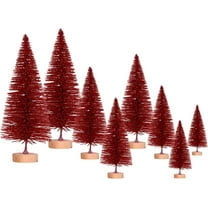 Minzimin 8Pcs Bottle Brush Trees Artificial Mini Christmas Tree Sisal Snow Frost Trees with Wooden Base Miniature Pine Tree Winter Crafts Ornaments for Xmas New Year Party Home Table Decorations