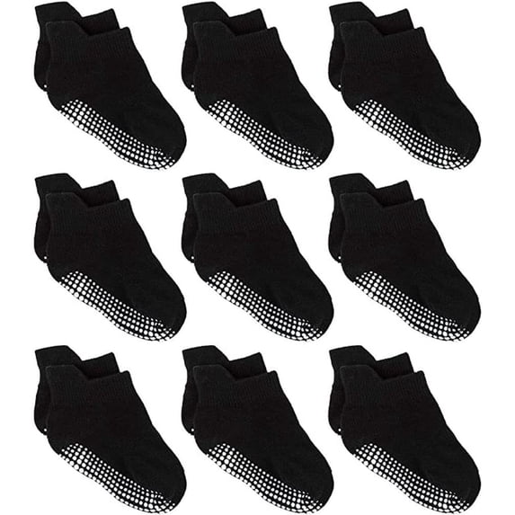 Minzimin 9Pairs Baby Boys Girls Non Slip Socks,Infant Toddler Kids Grip Ankle Stretch Socks for Kids 0-5 Years