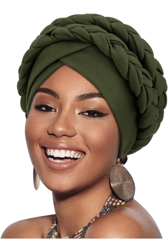 African Women Turban Caps Cotton Beanie Twist Headscarf Pre-Tied Double Twisted Braids Wrap Hat Chemo Cancer Cap