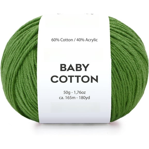 Minzimin Baby Cotton Yarn for Crocheting - 50g / 180yds - (2) Fine, Sport Weight Yarn - Soft Amigurumi Yarn for Crochet Thread - 60% Cotton & 40% Acrylic