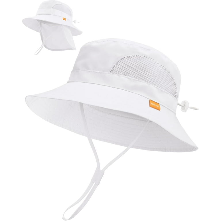 Minzimin Baby Toddler Sun Hat Bucket Hat with Neck Flap Wide Brim